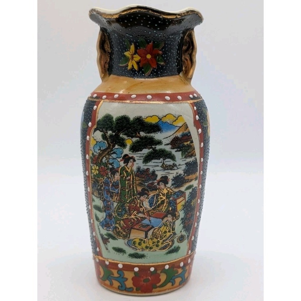 K's Collection Asian Style Decorative Vase 6.5" Porcelain Floral Geisha Scene